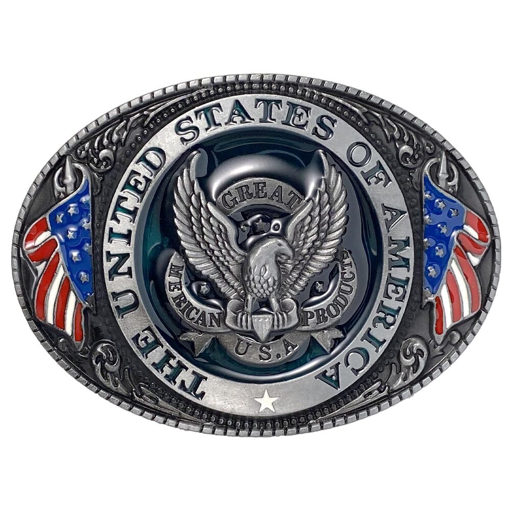 6520 Western Belt Buckle Vintage American Flag and Eagle Rodeo Cowgirl